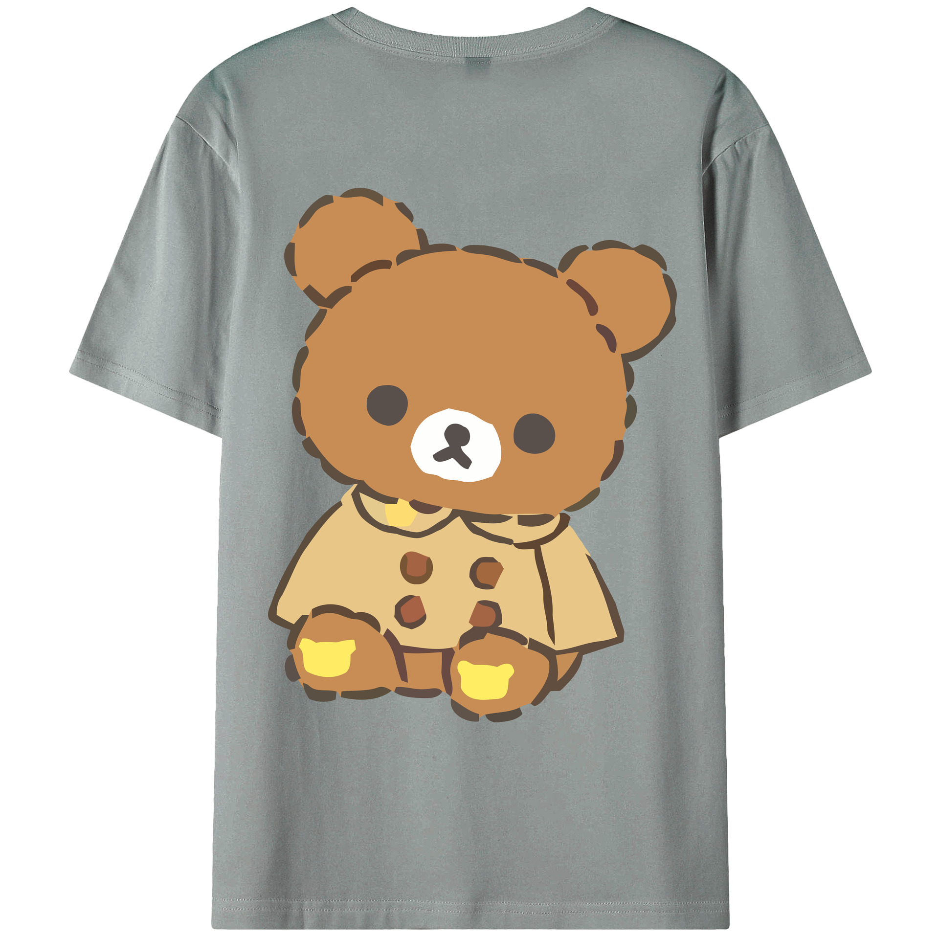 （画像用） リラックマ リラックマ キイロイトリ Rilakkuma Korilakkuma Kiiroitori 綿100％ メンズ半袖Tシャツ（バックプリント） 通気性
